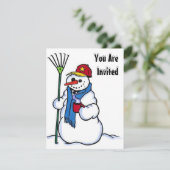 SNEEUW FUN WINTER BIRTHDAY PARTY INVITATION SNOWMA KAART (Staand voorkant)