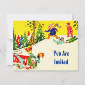 SNEEUW FUN WINTER BIRTHDAY PARTY INVITATION SNOWMA KAART (Voorkant)