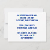 SNEEUW FUN WINTER BIRTHDAY PARTY INVITATION SNOWMA KAART (Achterkant)