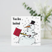 SNEEUW FUN WINTER BIRTHDAY PARTY INVITATION SNOWMA KAART (Staand voorkant)
