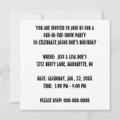 SNEEUW FUN WINTER BIRTHDAY PARTY INVITATION SNOWMA KAART (Achterkant)