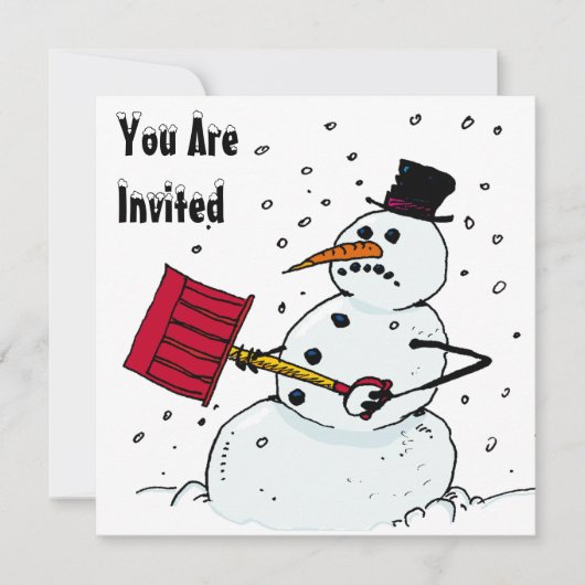 SNEEUW FUN WINTER BIRTHDAY PARTY INVITATION SNOWMA KAART (Voorkant)