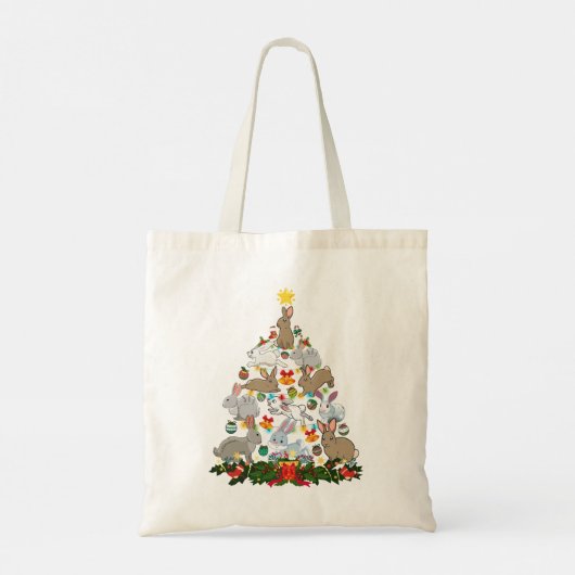 Sneeuw Funny Rabbit Xmas Gift Tote Bag (Achterkant)