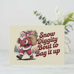 Sneeuw gaat het inpakken Retro Kerstmis 90s Feestdagenkaart
