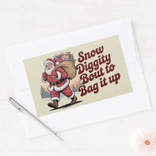 Sneeuw gaat het inpakken Retro Kerstmis jaren 90 Rechthoekige Sticker