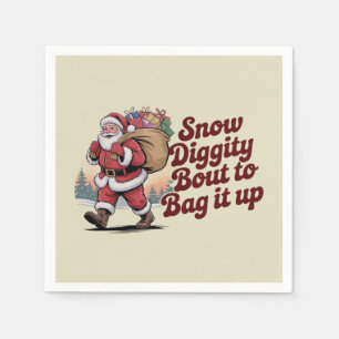 Sneeuw gaat het inpakken Retro Kerstmis jaren 90 Servet