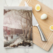 Sneeuw gebonden trein keukenhanddoek (Quarter Fold)