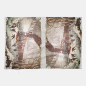 Sneeuw gebonden trein keukenhanddoek (Horizontaal)