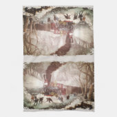 Sneeuw gebonden trein keukenhanddoek (Verticaal)