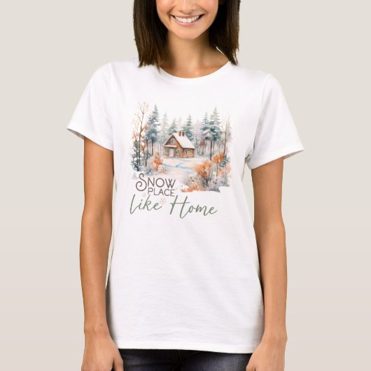 Sneeuw geen plek zoals thuis Winter T-shirt (Voorkant)