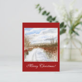 Sneeuw gevuld veld winterlandschap feestdagenkaart (Staand voorkant)