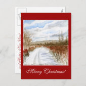 Sneeuw gevuld veld winterlandschap feestdagenkaart (Voorkant / Achterkant)