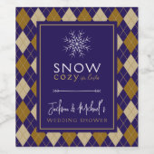 Sneeuw Gezellig In Liefde Argyle Marine Trouwdouch Wijn Etiket (Enkel label)