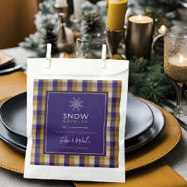 Sneeuw Gezellig In Love Plaid Navy & Tan Trouwdouc Bedankzakje