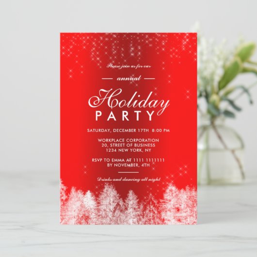 Sneeuw glinstert rood metaalachtig winter bedrijfs kaart (Staand voorkant)