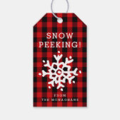 Sneeuw gluren | Red Plaid Cadeaulabel (Voorkant)