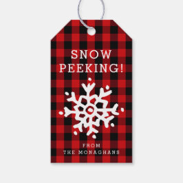 Sneeuw gluren | Red Plaid Cadeaulabel