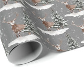Sneeuw hert en dennenboom cadeaupapier (Rol Hoek)