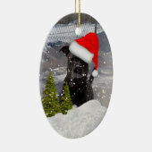 Sneeuw Hond Dashing in de Sneeuw Sjabloon Keramisch Ornament (Rechts)