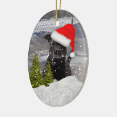 Sneeuw Hond Dashing in de Sneeuw Sjabloon Keramisch Ornament (Links)