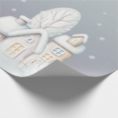 Sneeuw huis grijs paarse inpakpapier (Hoek)