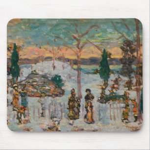 Sneeuw in april door Maurice Prendergast,  kunst Muismat