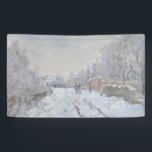 Sneeuw in Argenteuil (van Claude Monet) Spandoek<br><div class="desc">Dit ontwerp is voorzien van een afbeelding van een beroemd schilderij van de Franse impressionist Claude Monet (1840-1926). De titel is "Sneeuw in Argenteuil" (of, in het oorspronkelijke Frans, "Rue sous la neige, Argenteuil"). Het is de grootste van niet minder dan achttien werken die Monet beschilderde van zijn woonplaats Argentijnse...</div>