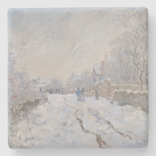 Sneeuw in Argenteuil (van Claude Monet) Stenen Onderzetter (Voorkant)