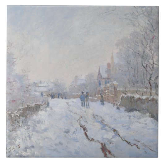 Sneeuw in Argenteuil (van Claude Monet) Tegeltje (Voorkant)