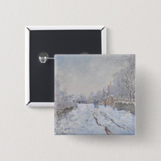 Sneeuw in Argenteuil (van Claude Monet) Vierkante Button 5,1 Cm (Voorkant /achterkant)
