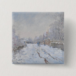 Sneeuw in Argenteuil (van Claude Monet) Vierkante Button 5,1 Cm
