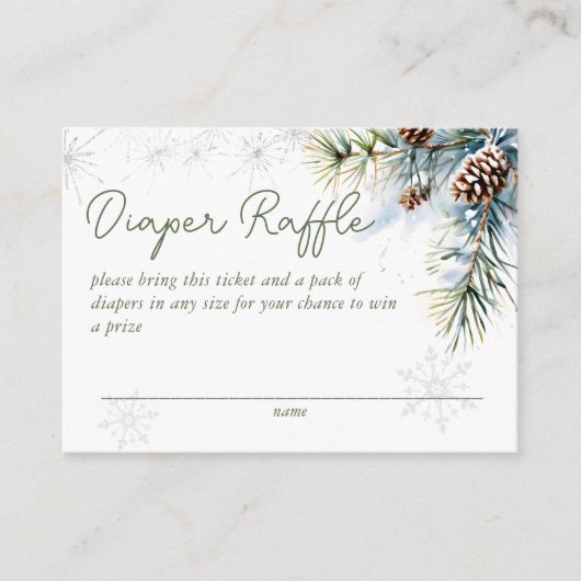 Sneeuw in de liefde winter baby shower luier verlo informatiekaartje (Voorkant)