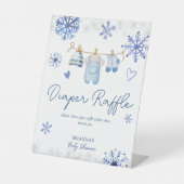 Sneeuw in de liefde winter baby shower luier verlo reclamebord met voetstuk (Voorkant)
