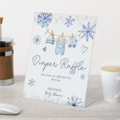 Sneeuw in de liefde winter baby shower luier verlo reclamebord met voetstuk (Insitu)