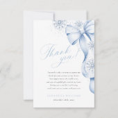 Sneeuw in de liefde Winter Blue Bow Vrijgezellenfe Bedankkaart (Voorkant)