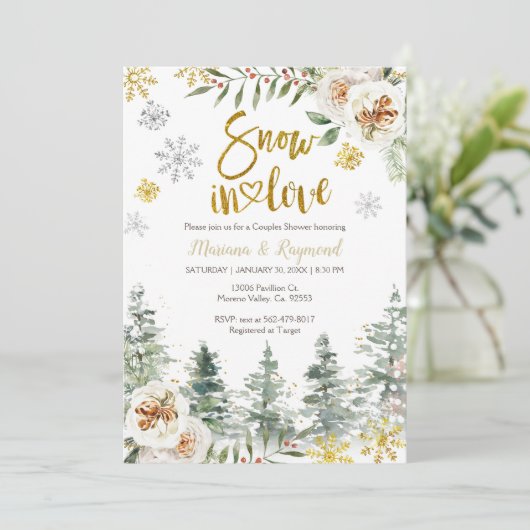 Sneeuw in de liefde Winter Couples — Uitnodiging (Staand voorkant)