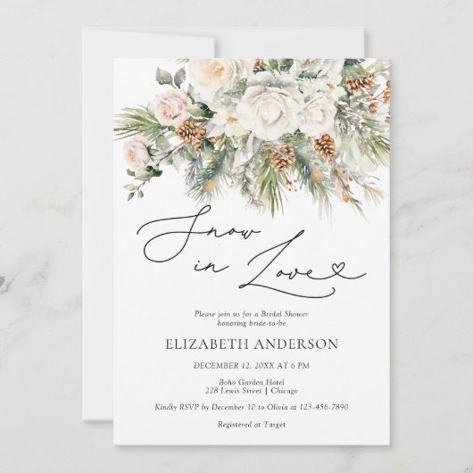 Sneeuw in de liefde Winter Evergreen Vrijgezellenf Kaart (Voorkant)