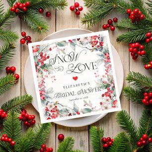 Sneeuw in de liefde Winter Floral Botanical Vrijge Servet