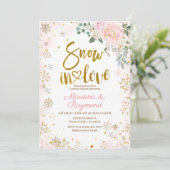 Sneeuw in de liefdesroze snowflake paren kaart (Staand voorkant)