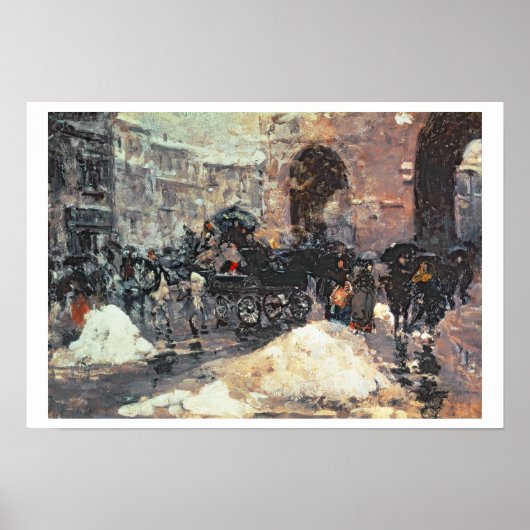 Sneeuw in de stad poster (Voorkant)