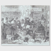 SNEEUW IN DE STAD Vintage kerst inpakpapier (Vlak)