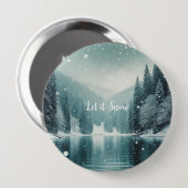 Sneeuw in de winter, bergmeer ronde button 4,0 cm (Voorkant /achterkant)