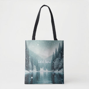 Sneeuw in de winter, bergmeer tote bag