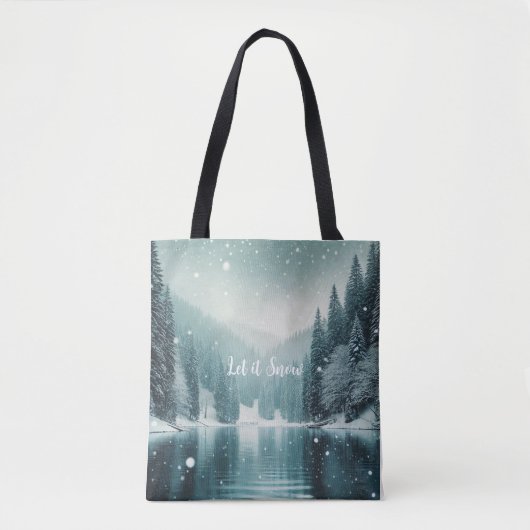 Sneeuw in de winter, bergmeer tote bag (Voorkant)