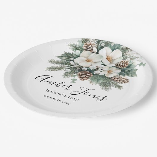 Sneeuw in de winter Bridal Shower Papieren Bordje (Gekanteld)