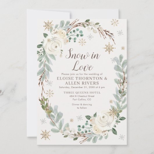 Sneeuw in de winter Floral Weddenschap Save The Date (Voorkant)