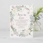 Sneeuw in de winter Floral Wedding Shower Save The Date (Staand voorkant)