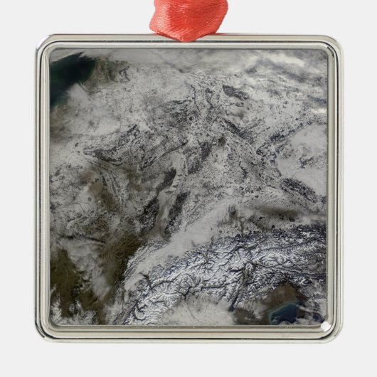 Sneeuw in Europa Metalen Ornament (Voorkant)