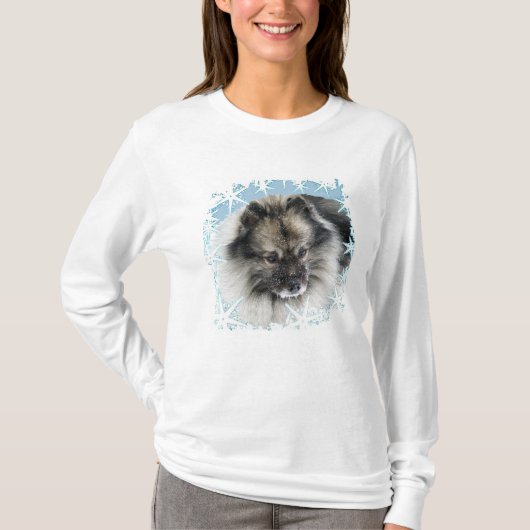 Sneeuw in het shirt met het gezicht Keeshond (Voorkant)