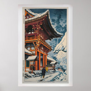 Sneeuw in Kamigamo Shrine door Takeji Asano Vinta Poster